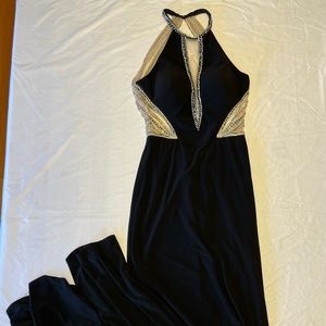 Black with Gold beading Prom Dress
